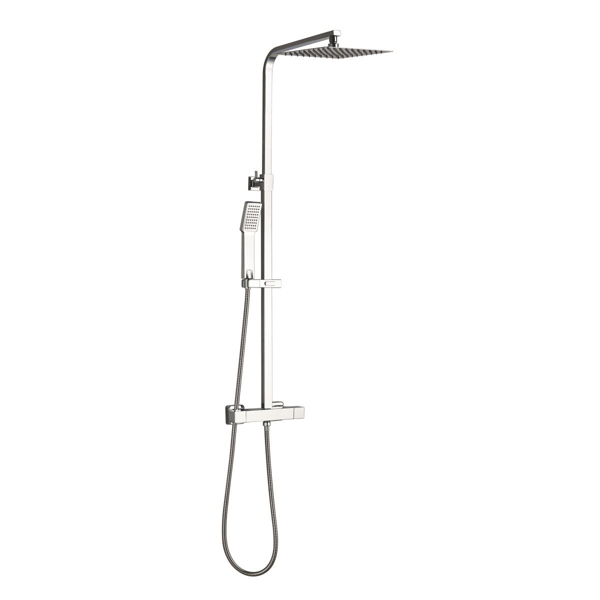 YS34186 Štvorcový sprchovací stĺp, termostatický dažďový sprchový stĺp, výškovo nastaviteľný;