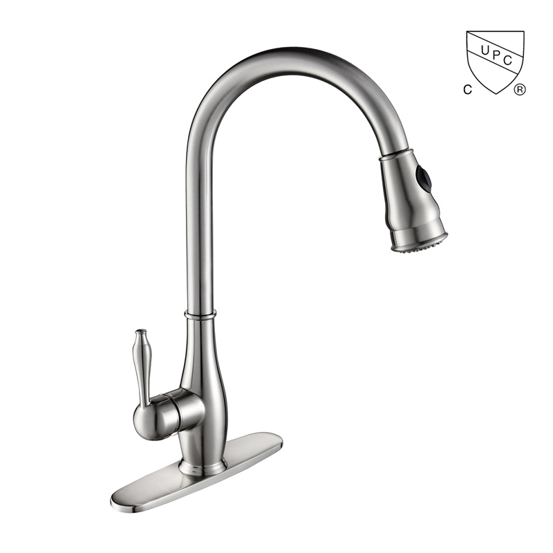 C0080 UPC, CUPC certifikovaný mosadzný faucet 1-držadlo palubná montáž výsuvná rukoväť/páková kuchynská batéria;