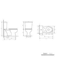YS22203 2-dielna keramická toaleta, predĺžená toaleta S-trap, certifikovaná toaleta TISI/SNI;