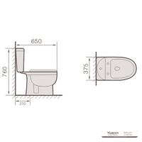 YS22207S 2-dielna keramická toaleta, zmývacia toaleta s uzáverom S;