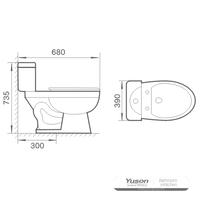 YS22207T 2-dielna keramická toaleta, sifónová toaleta so sifónovým uzáverom;