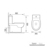 YS22275 2-dielna keramická toaleta Rimless, umývacia toaleta so sifónom P;