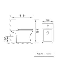YS22297 2-dielna keramická toaleta Rimless, umývacia toaleta so sifónom P;
