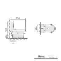 YS24106 Jednodielne keramické WC, P-sifón, umývanie;