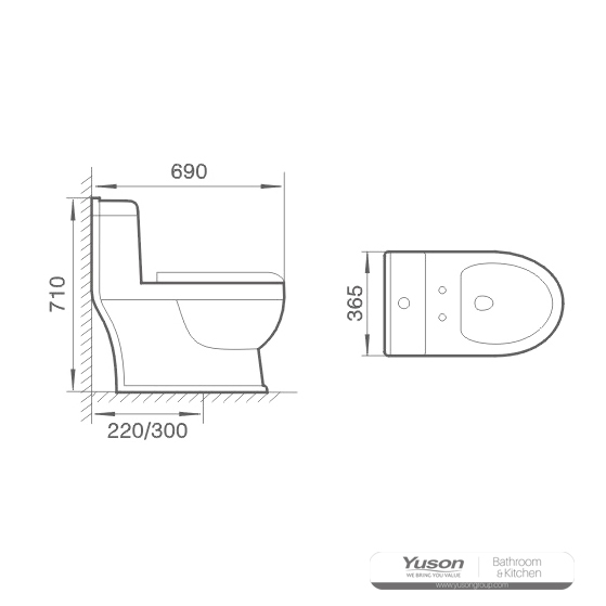 YS24256 Jednodielna keramická toaleta, sifónová;