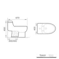 YS24257 Jednodielna keramická toaleta, sifónová;
