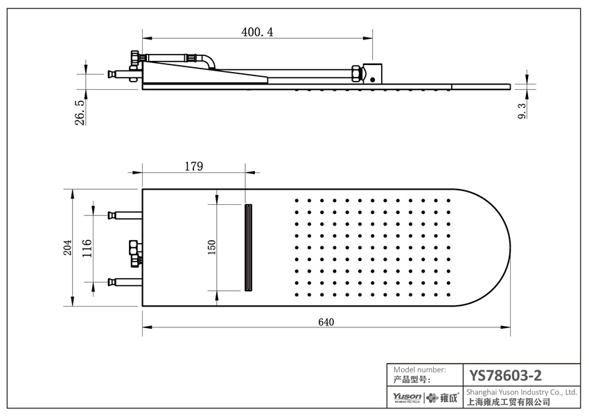 YS78603-2 Mosadzná dažďová sprchová hlavica, 2-funkcia s vodopádom, nástenná;