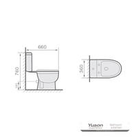 YS22206P 2-dielna keramická toaleta, zmývacia toaleta s uzavretým uzáverom P;