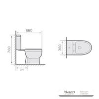 YS22206S 2-dielna keramická toaleta, zmývacia toaleta s uzáverom S;