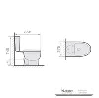 YS22207P 2-dielne keramické WC, zmývacie WC s uzavretým uzáverom P;