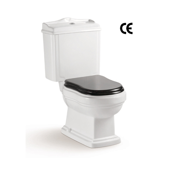 YS22209S Retro dizajn 2-dielna keramická toaleta, zmývacia toaleta s uzáverom P;