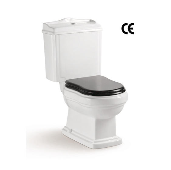 YS22209S Retro dizajn, 2-dielna keramická toaleta, umývadlo s dvojitým závesom do sprchy;