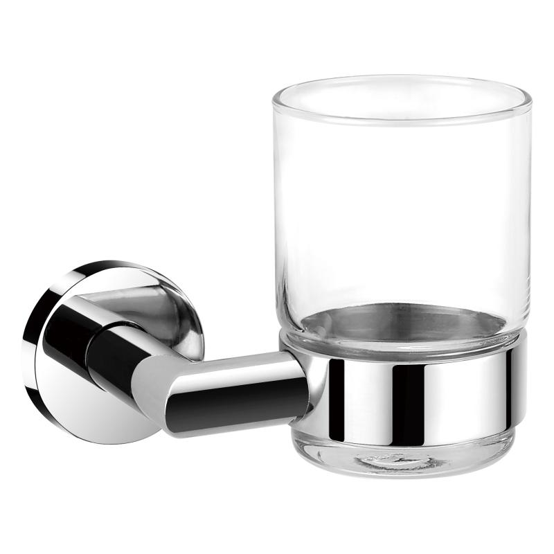 17984 Kúpeľňové doplnky, držiak pohárov, zinok/mosadz/SUS držiak pohárov a sklenený pohár;